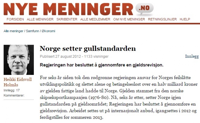 Norge setter gullstandarden (Dagsavisen)