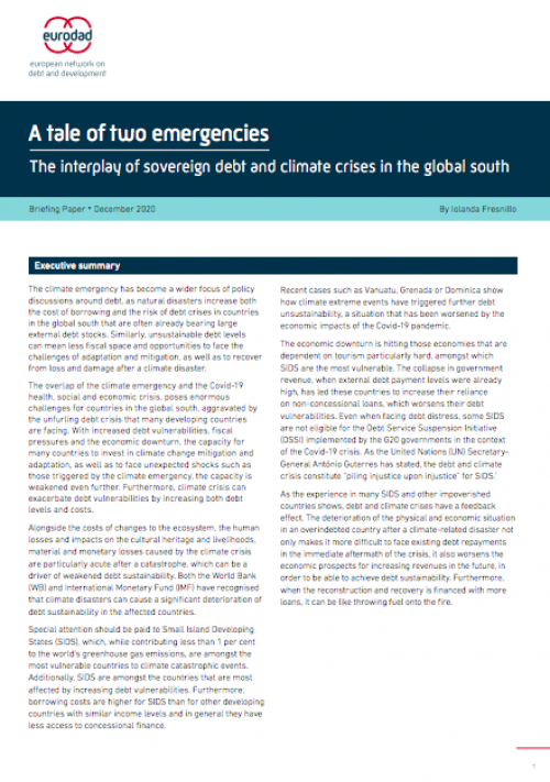 A tale of two emergencies - the interplay of sovereign debt and climate crises in the global south